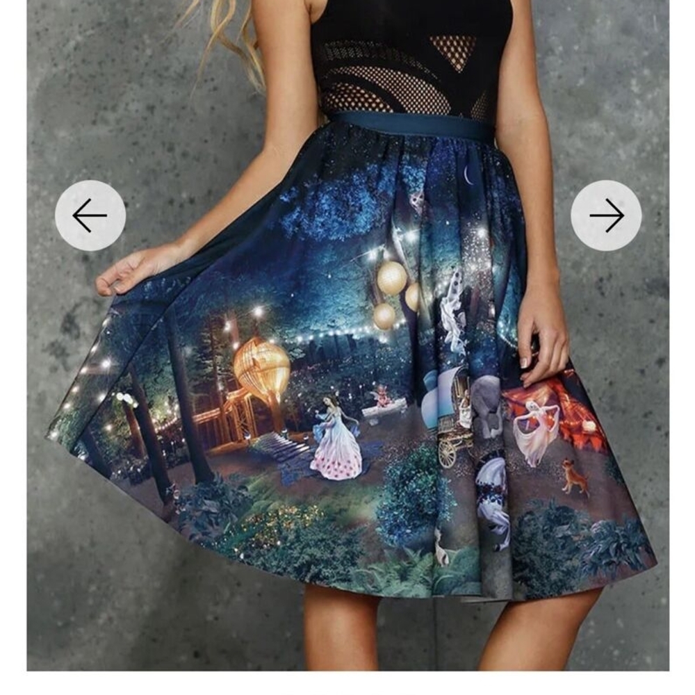 Blackmilk Blue Green A-line Midi Skirt